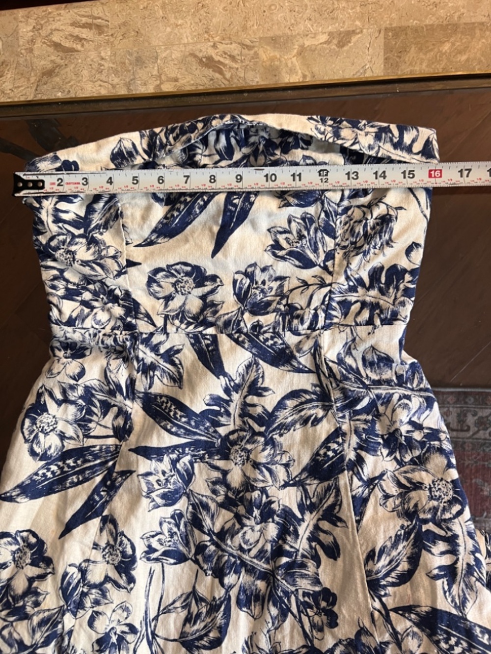 Abercrombie & Fitch Blue Floral Offshoulders Dress Size S - Picture 7 of 10